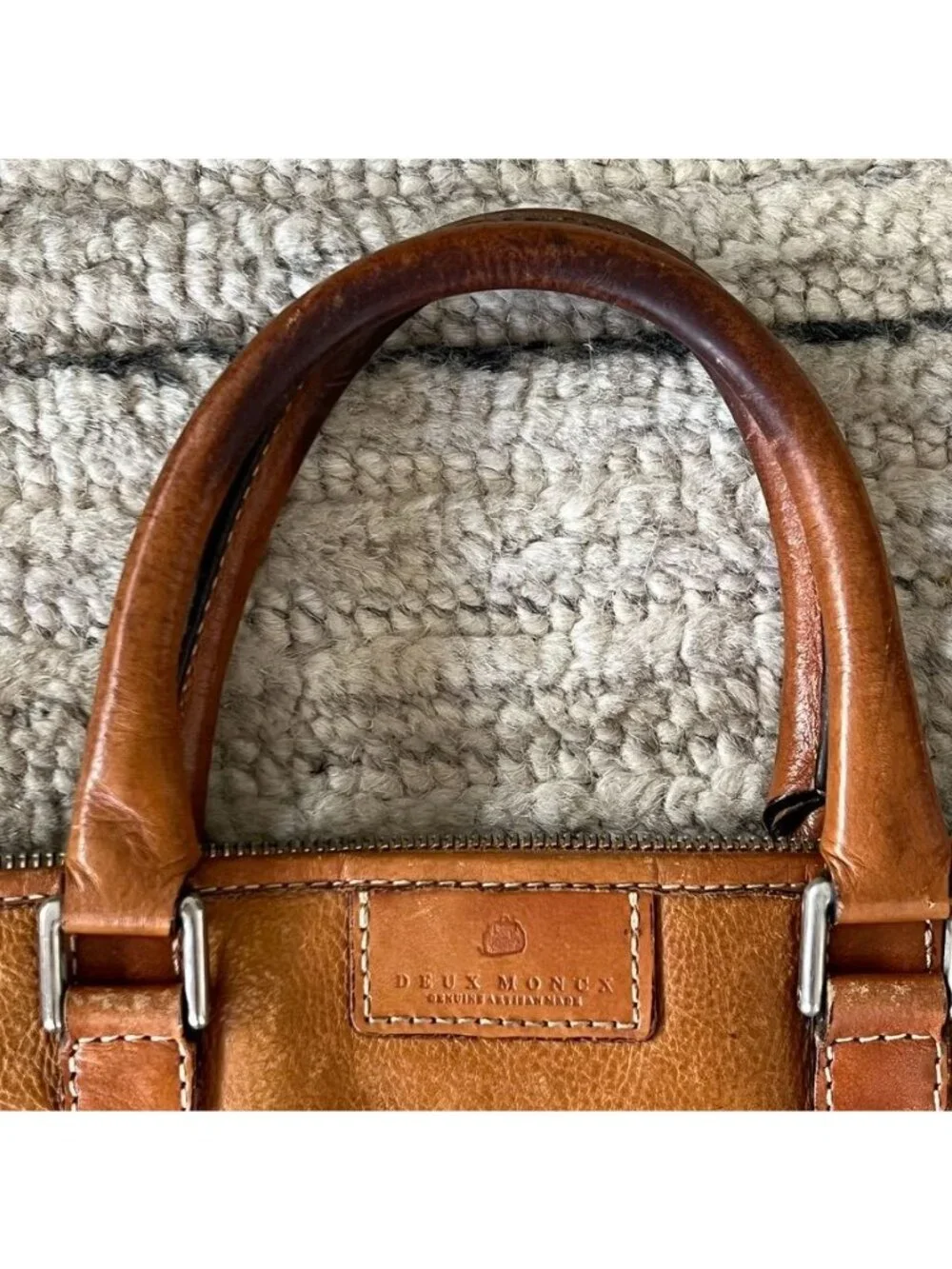 Vintage Artisan Leather Briefcase Unisex Full Grain Patina Bag Filson Academia - Picture 5 of 16